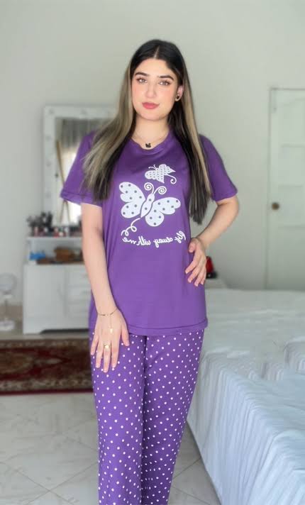 2PC PURPLE NIGHT SUIT PAJAMA SET